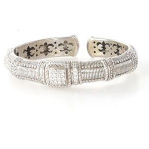 Judith Ripka hinged sterling silver bracelet embellished with crystals.